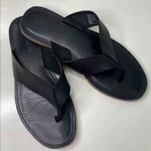 Madewell Black Leather Thong Sandals